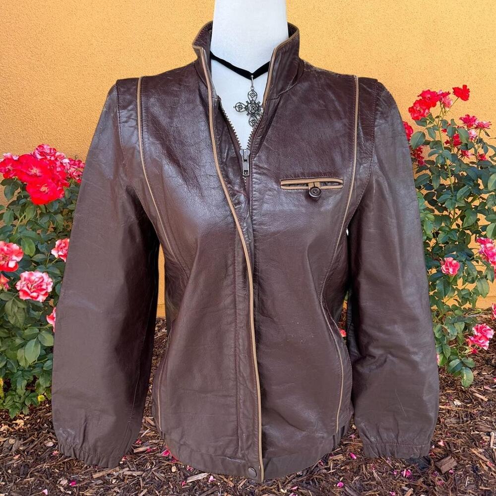 genuine leather chocolate brown moto jacket